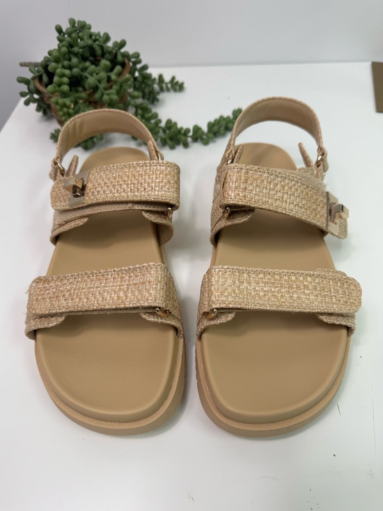 a new day Shoes - A New Day Target Jonie Raffia Footbed Velcro Ankle Strap Sandals Women's Size 9